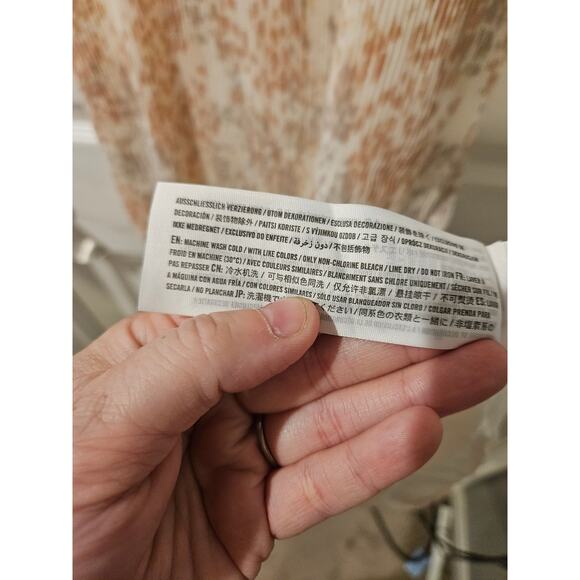 Abercrombie & Fitch Pleated Midi Dress Beige Abstract XS Sleeveless Lined NoBelt - Picture 4 of 7